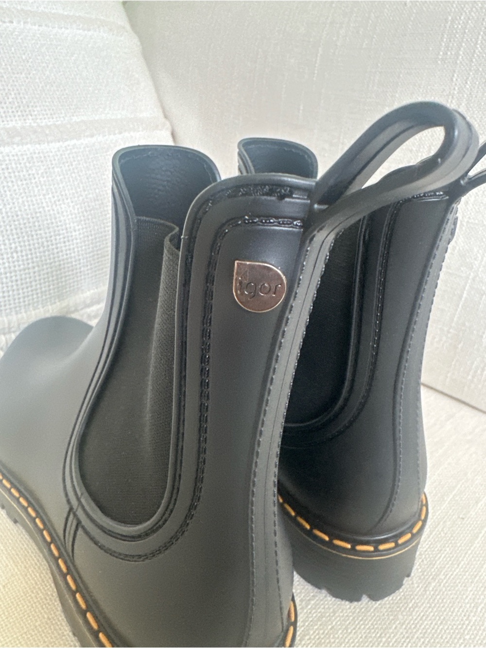 NEW Igor Black Chelsea Rain Boots EU 39 / US 8 Women’s Made in Spain - Picture 9 of 9